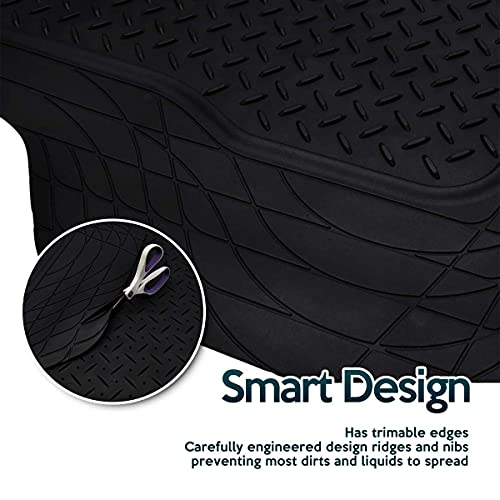 ZONETECH All Weather Rubber Semi Pattern Cargo Liner Trunk Floor Mat – Premium Quality Black Heavy Duty Cargo Trunk Floor Mat - size: 1 PACK