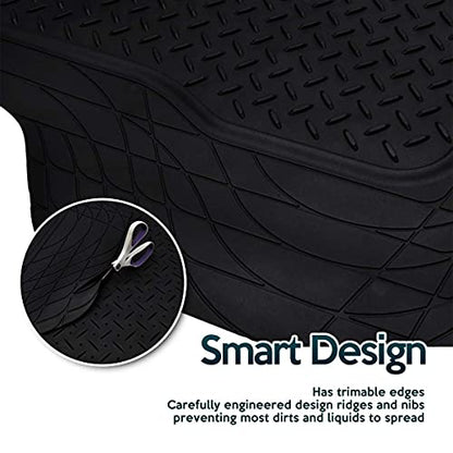 ZONETECH All Weather Rubber Semi Pattern Cargo Liner Trunk Floor Mat – Premium Quality Black Heavy Duty Cargo Trunk Floor Mat - size: 1 PACK
