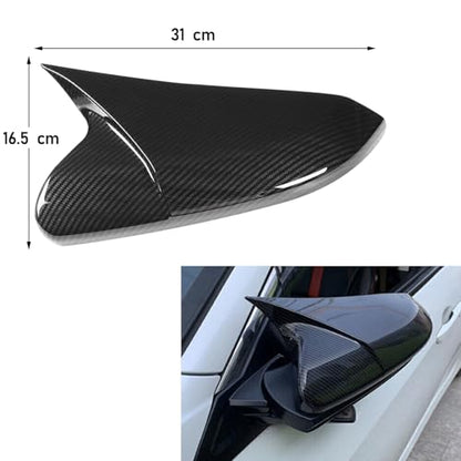 Moonlinks Compatible with 2016-2021 Honda Civic Side Ox Horn Mirror Cover Overlay,Carbon Fiber LH & RH Side Door Rearview Mirror Cap Trim for 10th Gen Civic,2019-2022 Insight, (1 Pair) - size: 10th Ox Horns -Pair Carbon