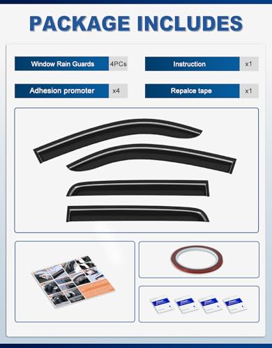 Out-Channel Window Rain Guards Fit for Toyota Tacoma 2016-2023 Double Cab, Extra Durable Window Visors Vent Visors Vent Shades Wind Deflector Dark Smoke Car Tape-on with Thicker 4PCS - size: Fit for 2016-2023 Toyota Tacoma