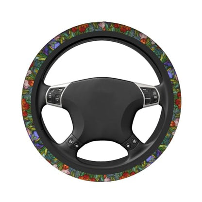 Flower Steering Wheel Covers Non Slip Neoprene Universal 15 Inch Steering Wheel Protector Car Cover for Men Women - color: Flower