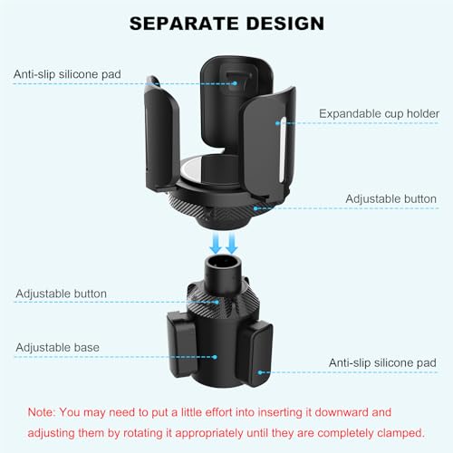 Upgraded 64oz Large Cup Holder Expander with Coaster for Car, Expandable Cup Holder Adapter with Adjustable Base, Universal Compatible with Yeti, Hydro Flasks, Owala, Other Big Bottles Mugs Drinks