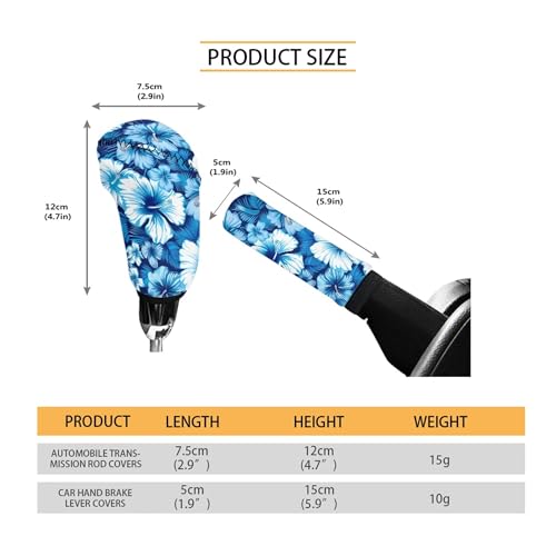 Jeiento Blue Hibiscus Flower Car Gear Shift Knob Cover Set, Car Gear Shift Knob Cover Hand Brake Cover for Women, Car Accessories Gifts, Green - color: Blue Hibiscus Flower