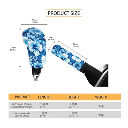 Jeiento Blue Hibiscus Flower Car Gear Shift Knob Cover Set, Car Gear Shift Knob Cover Hand Brake Cover for Women, Car Accessories Gifts, Green - color: Blue Hibiscus Flower