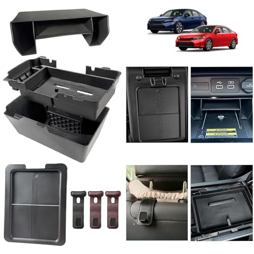 6pcs-2025 2026 Civic Center Console Organizer Hidden Storage Organizer for 2022-2026 Honda Civic 2026 Accessories 11th Gen Sedan Hatchback LX EX Sport Armrest Organizer(Not for Si/SporTouring) - style: Civic organizer -6pcs