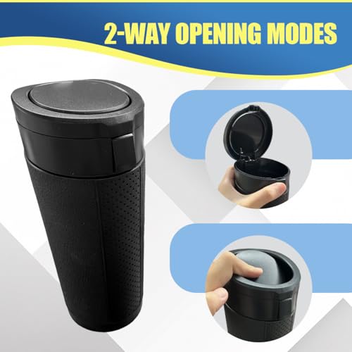 Car Cup Holder Trash Can with Lid, Leakproof Mini Auto Side Door Garbage Bin with Storage Bag, Universal Vehicle Interior Organizer Accessories for SUV, Sedan, Truck, Home, Office(Black-1PC) - size: Black-1PC