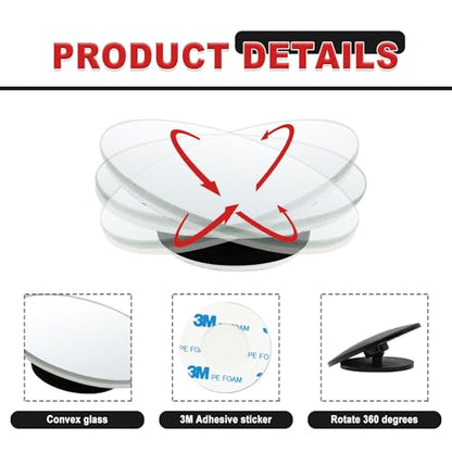 2-Pack Universal HD Blind Spot Mirrors, 360° Adjustable Frameless Convex Rear View Mirror for Cars, Trucks, SUVs, and Vans - Fan Shaped Side Mirrors Car Accessories (Circle) - style: Circle