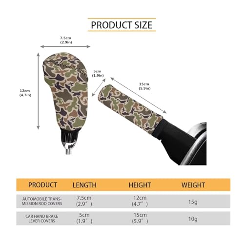 Handbrake and Gear Shift Knob Cover 2 Piece Automobile Hand Brake Cover Car Interior Accessories - color: Duck Camo Print-