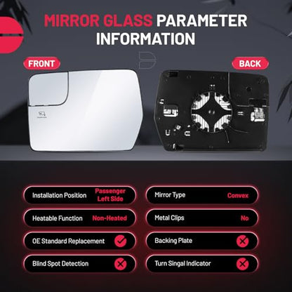 BDFHYK Mirror Glass Compatible with F150 2011-2014 Side View Mirror Glass with Blind Spot, Replaces BL3Z-17K707-E, BL3Z-17K707-D, Heated (Left Side) - size: Left Driver Side, style: 2011-2014 F-150