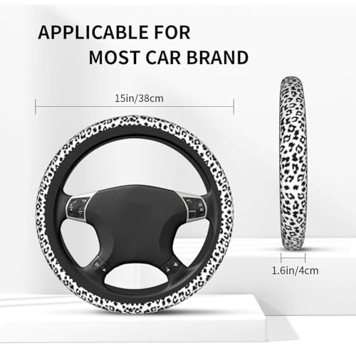 Snow Leopard License Plate Frame Snow Cheetah Animal Print License Plate Frames Car Aluminum Leopard Print Steering Wheel Cover with Us Ca Vehicles - color: Gray Leopard Print