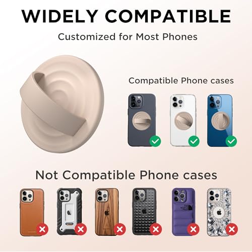 Magnetic Phone Grip Ring Holder, Liquid Silicone Magnet Cell Phone Grip Finger Loop, Compatible with Magsafe, Back of Phone for iPhone 17/16/15/14/13/12 Series, Oat - color: Oat