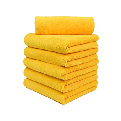 CARCAREZ Premium Microfiber Detailing Towels, 340 GSM Lint Free Car Buffing Waxing Polishing Drying Towels (6, Yellow, 16x16 Inch) - color: Yellow