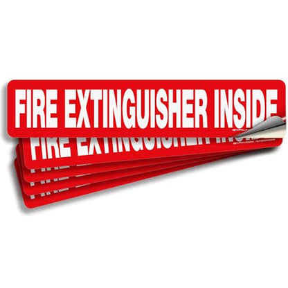 iSYFIX Fire Extinguisher Inside Sticker Sign – 5 Pack 12x2.5 Inch – Self-Adhesive Reflective Vinyl Decals, Laminated UV, Weather, Scratch, Fade Resistance, for Cars, Trucks, Trailers & Vehicles - color: Red Reflective, size: 12x2.5 (5 Pack)