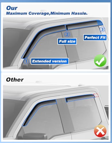 Extra-Thick Window Rain Guards Fit for Ford F150 2015-2026 SuperCrew & 2017-2026 Raptor/F-250/F-350/F-450/F-550 Super Duty SuperCrew Full Size Window Deflectors Window Vent Visors Shades - size: 2015-2026 F150&2017-2026 F250-F550 SuperCrew