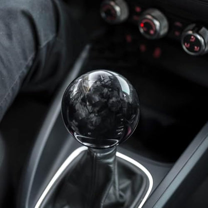 muge racing Forged Carbon Fiber Shift Knob Gear Shifter Spherical Type Unique Designed for Most Manual Car Universal Gear Shift Knob with 3 Adapters (Real Carbon Fiber-Sphere, Black) - style: Carbon Fiber-Sphere