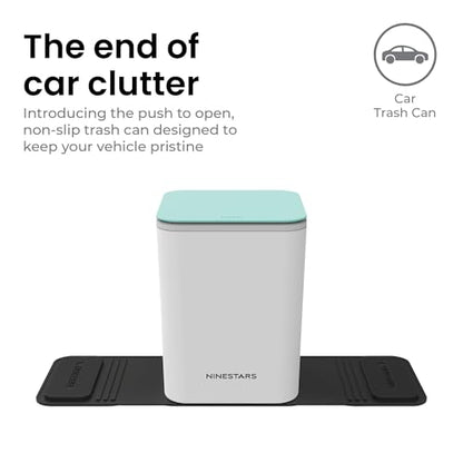 Ninestars Mini Car Trash Can with Press Lid, 3L / 0.79 Gallon Small Garbage Bin, Foldable Leak-Resistant Design with Weighted Non-Slip Base for Car Floor & Center Console (White & Green) - color: White & Green
