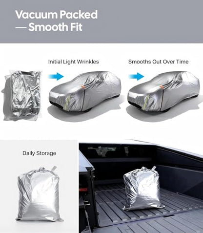Wigoo Tesla Cybertruck Car Cover Accessories 2024-2026, Custom Fit Waterproof All Weather Outdoor Truck Cover, Windproof UV Rain Snow Dust Protection, Breathable Design, Paint-Safe Lining, Door Zipper - size: for Cybertruck (2024-2026)