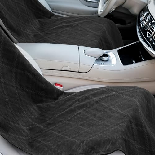 Hahafelt 2 Pack Car Seat Towel Covers with Storage Bag, 63 x 32 Inch Universal Non Slip Waterproof Sweat Protector for Car Truck, Gym Swimming Running, Machine Washable (Black Plaid) - style: Black Plaid