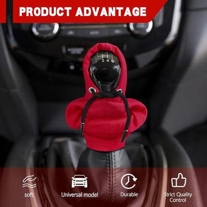 Gear Shift Hoodie, Shifter Hoodie, Funny Car Gear Shift Protector Cover, Automotive Interior Cute Gadgets Fashionable Mini Sweater Shifter Stick Knob Cover Universal for Most Vehicles (Red) - color: Red