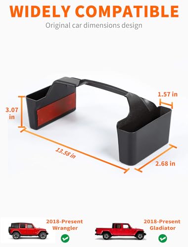 Savadicar GT-2 Shifter Storage Box, Gear Shift Side Tray, Center Console Organizer Compatible with 2018-2025 Jeep Wrangler JL JLU 4XE & Gladiator JT, Interior Storage Accessories, Black, 1 PC - size: Std, style: No Pattern
