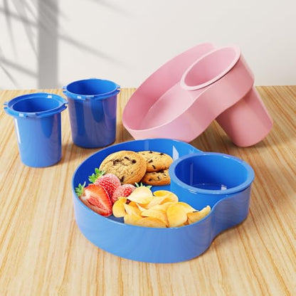 Car Seat Cup Holder for Kids 2PCS Kids Travel Tray with Snack Tray, CarSeats Snack Trays for Toddler, Car Cup Holder for Safety Seats, Fits Stroller & Booster (bluepink) - color: bluepink