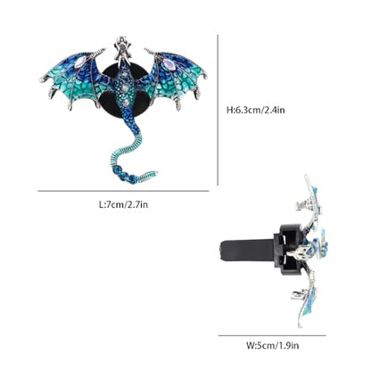 ORIESSE Bling Dragon Car Air Freshener Vent Clip,1pc Rhinestone Blue Dragon Car Decor,Cute Air Vent Clip Dashboard Decoration Accessory,Refillable Animal Diffuser