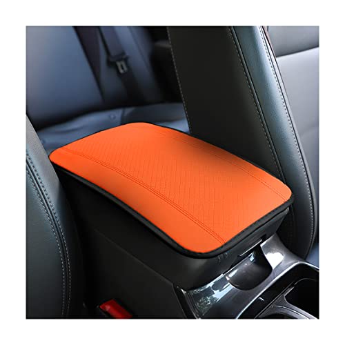 8sanlione Car Armrest Storage Box Mat, Fiber Leather Car Center Console Cover, Car Armrest Seat Box Cover Accessories Interior Protection for Most Vehicle, SUV, Truck, Car (Orange) - color: Orange