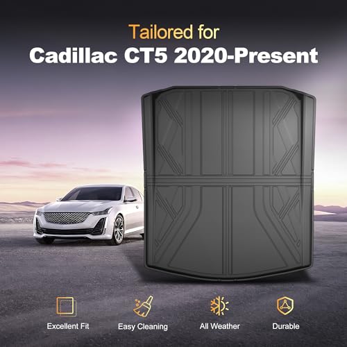 Cargo Liner Compatible with Cadillac CT5 CT5-V 2020-2025 2026 Weather-Resistant Trunk Mats for Cars with Raised Lip Non-Slip Car Rear Trunk Mat Tray Pad Boot - style: 4) for Cadillac CT5 2020-2026 Cargo Liner