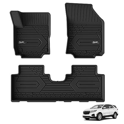 3W 2018-2023 2024 Chevy Equinox Floor Mats/GMC Terrain Floor Mats, TPE All Weather Custom Fit for Chevrolet Equinox/GMC Terrain Denali Accessories 1st and 2nd Row Full Set Car mats - size: Chevy Equinox 2018-2024 Floor Mats