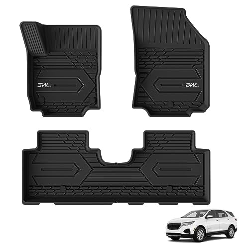 3W 2018-2023 2024 Chevy Equinox Floor Mats/GMC Terrain Floor Mats, TPE All Weather Custom Fit for Chevrolet Equinox/GMC Terrain Denali Accessories 1st and 2nd Row Full Set Car mats - size: Chevy Equinox 2018-2024 Floor Mats