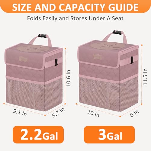 Vankor Car Trash Can Cute Trash Bag Bin Hanging Waterproof Automotive Garbage Cans Leak Proof Vehicle Trash Can Diamond Pattern-Pink - color: Quilted-Pink, size: 2.2 Gallons