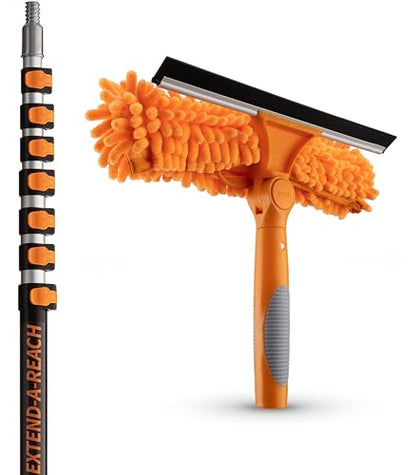 30 ft Window Washing Kit with Extension Pole (36+ Foot Reach) // Window Cleaning Tool & Window Washer Squeegee with Telescopic Extension Pole // Best Indoor Outdoor Window Washing Equipment - size: 30 feet