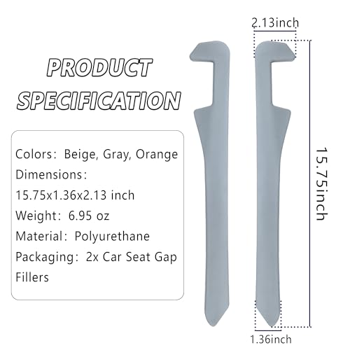 Junecarp Car Seat Gap Filler 2 Pack,Flexible Car Gap Filler Organizer to Impede Items from Dropping,Essential Interior Car Accessories Seat Gap Plug Perfectly Fits Car Gap (Gray) - color: Gray/2pcs