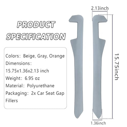 Junecarp Car Seat Gap Filler 2 Pack,Flexible Car Gap Filler Organizer to Impede Items from Dropping,Essential Interior Car Accessories Seat Gap Plug Perfectly Fits Car Gap (Gray) - color: Gray/2pcs