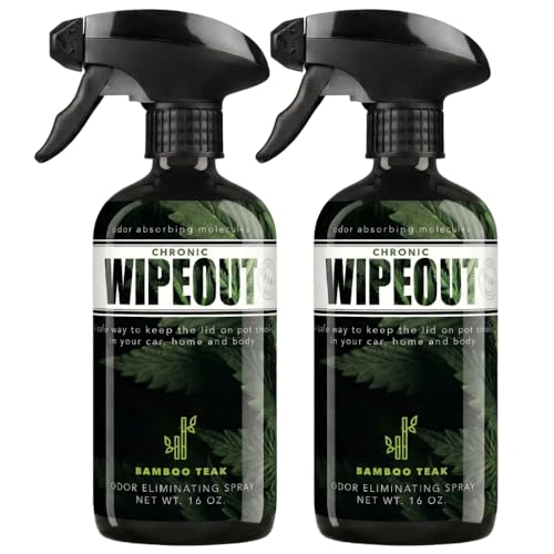 Chronic Wipeout Smoke Smell Eliminator for Home, Cars, Hands, Hair, Clothes, & More | Smoke Odor Eliminating Spray for All Kinds of Strong Smoke | Gifts for Smokers - Bamboo Teak 2 Pack (16 oz) - size: 16 Ounce (Pack of 2)