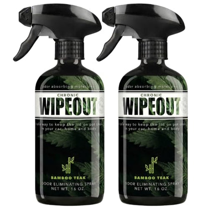 Chronic Wipeout Smoke Smell Eliminator for Home, Cars, Hands, Hair, Clothes, & More | Smoke Odor Eliminating Spray for All Kinds of Strong Smoke | Gifts for Smokers - Bamboo Teak 2 Pack (16 oz) - size: 16 Ounce (Pack of 2)