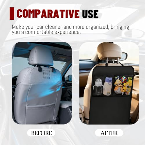 Zpana 2PCS Car Kick Mat Back Seat Protector, Large Vehicle Backseat Protector with 2 Mesh Storage Pockets, Automotive Back Seat Storage Organizer for Kids, Universal for Truck SUV Sedan