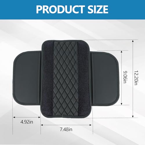 Bling Leather Car Center Console Cover, 12.2"×7.48" Crystal Rhinestone Automotive Arm Rest Cover with Side Pockets, Universal Vehicle Armrest Protector, Interior Car Accessories (Black) - color: Black