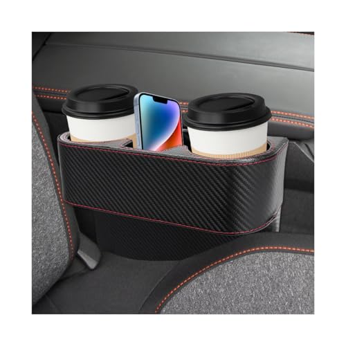 Car Seat Gap Filler Organizer, Multifunctional Auto Console Side Storage Box with Cup Holder, Universal PU Leather Cup Holder Front Seat Crevice Filler for Car Truck SUV (Carbon Fiber Black) - color: Carbon Fiber Black