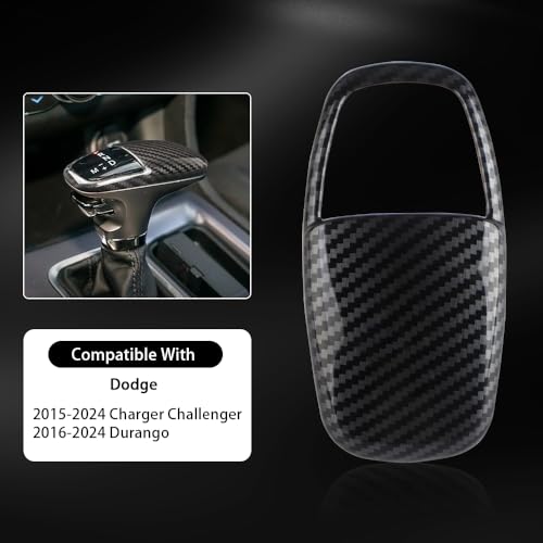 Car Gear Shift Knob Cover Accessories for Dodge Charger Challenger 2015-2023 Durango 2016-2024 Auto Interior Trim Protector Cap-Carbon Fiber Grain - size: Dodge