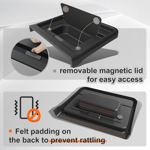 Muslogy Dashboard Storage Organizer Compatible with 2025 2026 Ford Maverick Accessories Center Console Insert with Magnetic Lid Hidden Panel Secret Compartment Fits 2025 2026 Maverick Behind Screen - size: Dashboard Storage Organizer (2025)