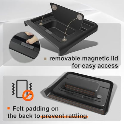 Muslogy Dashboard Storage Organizer Compatible with 2025 2026 Ford Maverick Accessories Center Console Insert with Magnetic Lid Hidden Panel Secret Compartment Fits 2025 2026 Maverick Behind Screen - size: Dashboard Storage Organizer (2025)