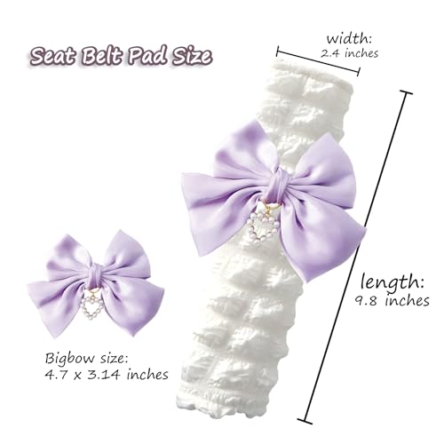 Fashion Big Bow Car Seat Belt Cover Pads (2 in a Pack), Car Accessories Seat Belt Shoulder Strap Protector Universal Seat Belt Cover (Purple) - color: purple