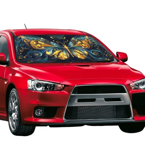 Beautiful Butterfly Car Sun Shade Windshield Sunshade Foldable Front Window Shield Cover for Truck SUV - color: Blue13