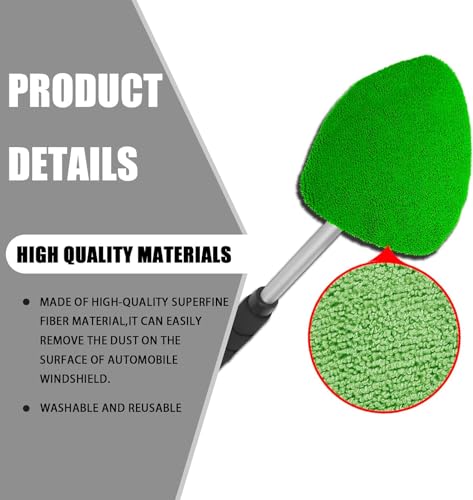 Car Windshield Cleaner Tool Bonnets,Microfiber Cleaning Cloth for Windshield Cleaning Tool,Interior Auto Window Cleaner Washing Pads Replaceable Fit 6.5” Plate-Green