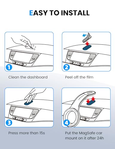 eSamcore [Size：2.83" X 1.77" 2 Pack Single-Sided 3M VHB Adhesive Pad with Loop Strip Replacement Only Compatible with Magsafe Car Mount Detachable【#253】 - size: Standard