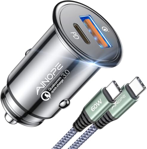 AINOPE 67.5W Car Charger USB C Fast Charge for iPhone 17 Pro Max,PD 45W USB C Car Charger Fast Charging【Mini&Metal】Cigarette Lighter Adapter USB-C Charger for Samsung S26 S25 for iPhone16 15 Mother's - color: 1-Black, size: 3.3ft