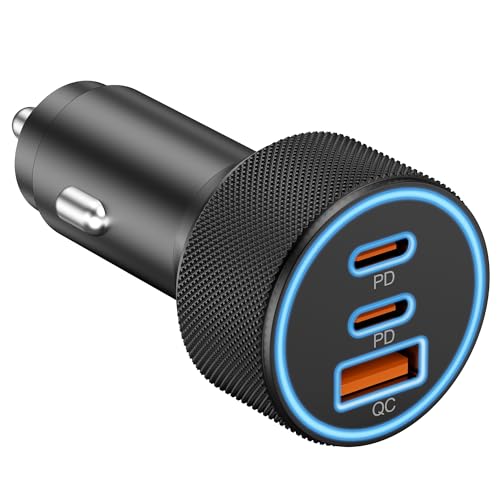 USB C Car Charger, 3-Port 67W Dual USB-C & USB-A Car Power Adapter PD/QC Fast Charging Cigarette Lighter for iPhone 17/16/15/14/13/12/11 Pro Max, iPad, Samsung Galaxy S25 S24/S23/S22, Pixel, Android - style: 1-Pack