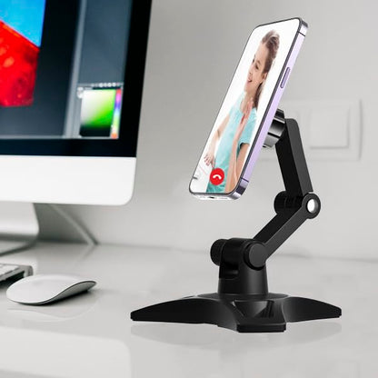 Cell Phone Stand Works for Popsocket, Height Angle Adjustable Desk Phone Holder, Heavy Duty Phone Stand for Desk for Home, Fits for All Sockets Grips