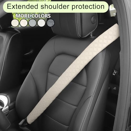 2PCS Extra Long Car Seatbelt Cover, 29.53 inches Soft Leather Vehicle Safety Seat Belt Strap Cushion, Comfortable Auto Shoulder Neck Chest Protection Pads Accessories, Extremely Long (White) - color: White/29 inches